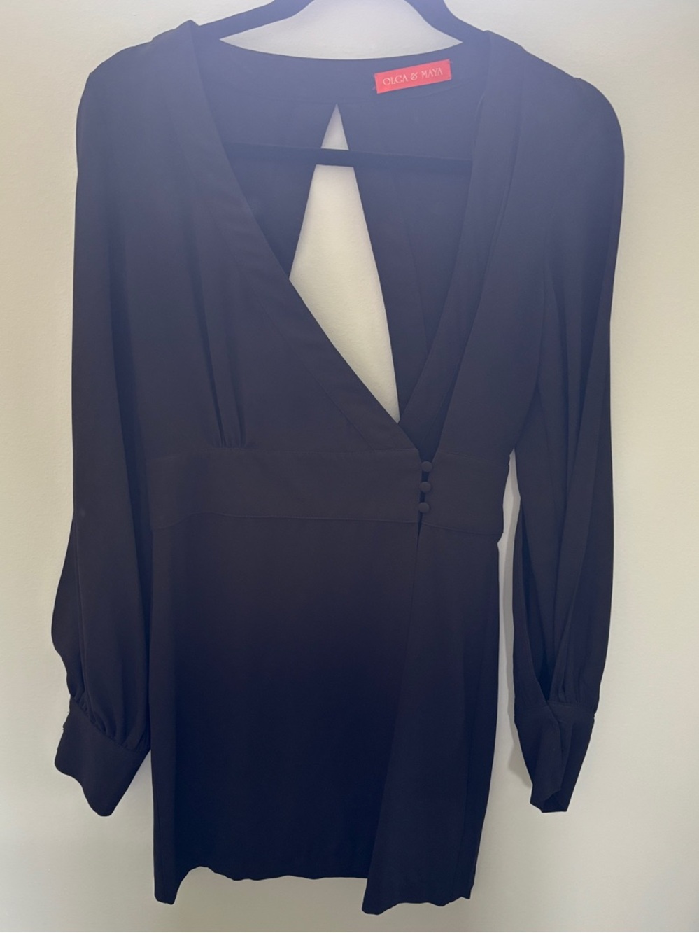 Olga & Maya Black V-Neck Long Sleeve Top or Mini Dress
